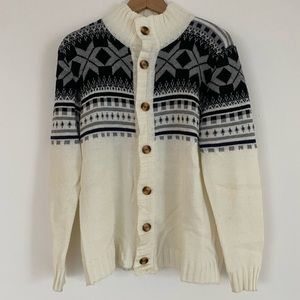 Shawl Collar Cardigan With Jacquard Pattern